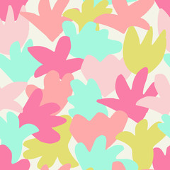 Fototapeta na wymiar Floral seamless pattern in pink and green on vanilla background.