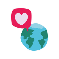 Isolated heart bubble and planet vector design