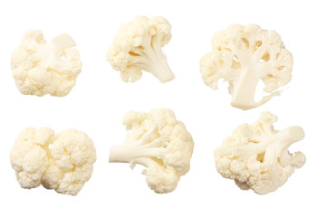 Cauliflower isolated on a white background. top view - obrazy, fototapety, plakaty