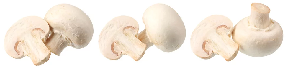 Crédence de cuisine en verre imprimé Légumes frais mushrooms with slices isolated on white background