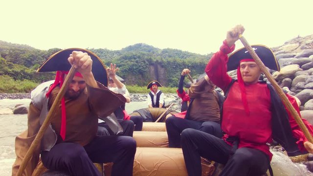 Group Of Pirates Setting Sail On A River