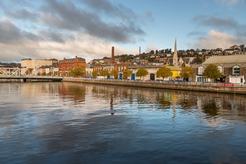 Obraz premium Cork Ireland river Lee panorama scenic amazing view city center Irish landmark