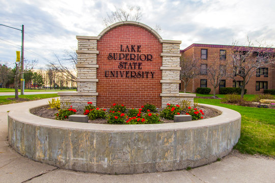Sault Ste. Marie, Michigan, USA - May 6, 2016: Exterior Of Lake Superior State University The Smallest University In The State Of Michigan.