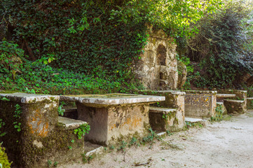 Ancient source in the convent of the capuchos, sintra portugal