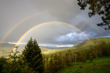 Double Rainbow Stretches Across Yellowstone