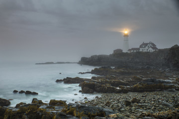 lighthouse in heavy fog - Powered by Adobe