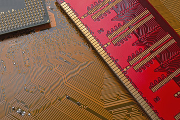 microcircuits lying on top of each other