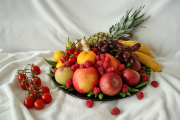 Fruit plate on a white background