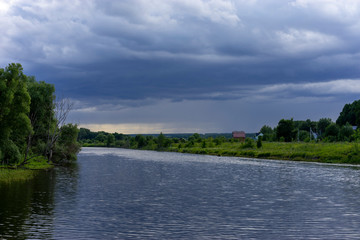 Fototapeta premium landscape with river and blue sky