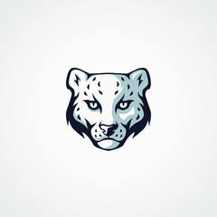 Snow leopard mascot logo design isolated head