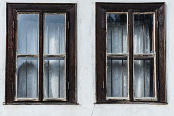 Windows of old traditional house in Tryavna, Bulgaria