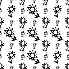 Flower Icon, Abstract Flower Seamless Pattern