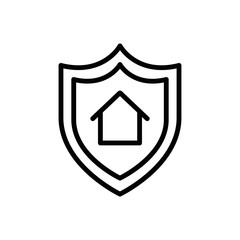 Isolated house inside shield icon line vector design