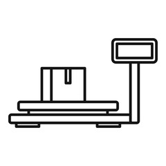 Parcel warehouse scales icon. Outline parcel warehouse scales vector icon for web design isolated on white background