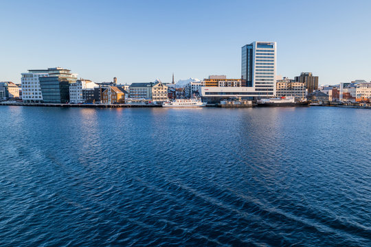 Evening mood over the city Bodo in Norway
