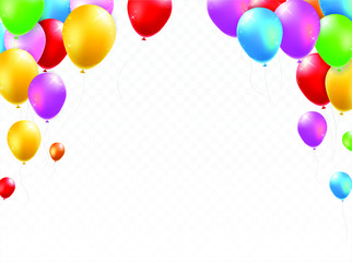 Colored Party Balloons on White Background . Isolated Vector Elements