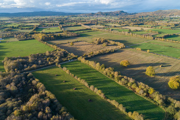 Aerial view of crop fields in the region of A Limia. Ourense Galicia, Spain.