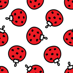 christmas ball seamless doodle pattern, vector illustration