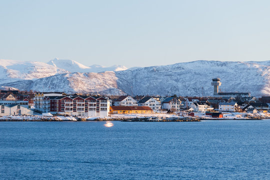 Evening mood over the city Bodo in Norway
