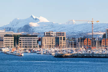 Evening mood over the city Bodo in Norway