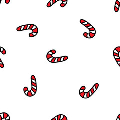 christmas candy seamless doodle pattern, vector illustration