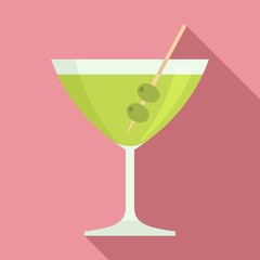 Olive cocktail icon. Flat illustration of olive cocktail vector icon for web design