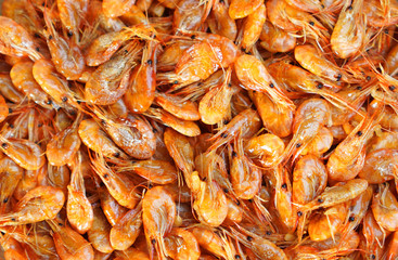 Tasty cooked shrimps in sauce, as a beer snack.