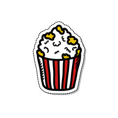popcorn doodle icon, vector illustration