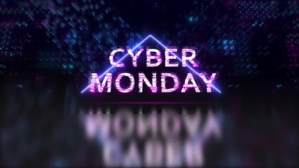 Cyber monday sale sign on tech blue circuit board background. stock video 4k - Powered by Adobe