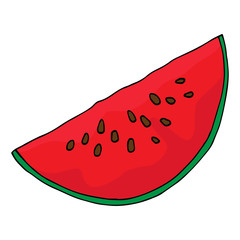 Watermelon icon. Vector illustration of a watermelon.  Hand drawn watermelon. Summer berry sketch.