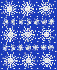 Abstract Snow Flakes in Deep Blue