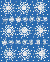 Abstract Snow Flakes in Deep Blue
