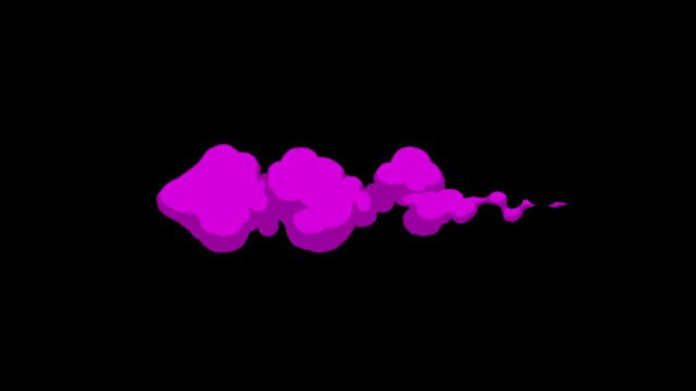 Smoke animation, flash fx smoke Element with glow effect, cartoon animation. customize colors. Black background.