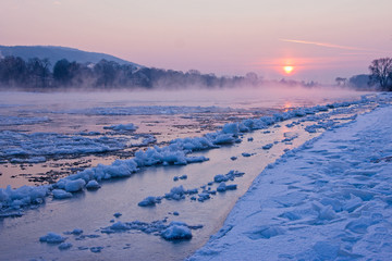 cold morning in the winter