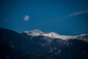 Watching the snowy Mount Olympus from Platamon