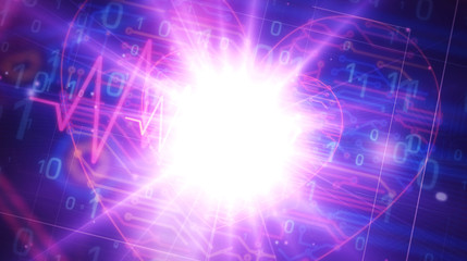 Cyber heart pulse futuristic illustration