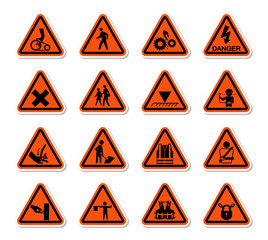 Triangular Warning Hazard Symbols labels Sign Isolate on White Background,Vector Illustration
