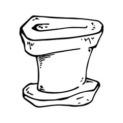 Vector illustration of a empty pot for plants. Hand drawn empty pot for home flowering plants.