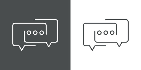 Icono plano lineal símbolo conversación en fondo gris y fondo blanco © teracreonte