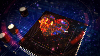 Fototapeta na wymiar Cyber heart pulse futuristic illustration