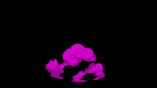 Smoke animation, flash fx smoke Element with glow effect, cartoon animation. customize colors. Black background.