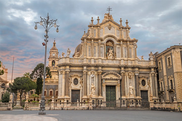 Catania - The Basilica di Sant'agata at morning dusk.