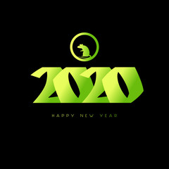 The year 2020, the Year of the Rats, symbol with rat icons. Vector illustration isolated on a white background.