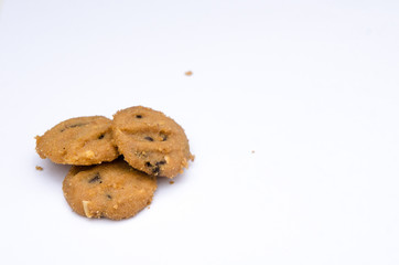 chocolate chip cookies isolated on white background