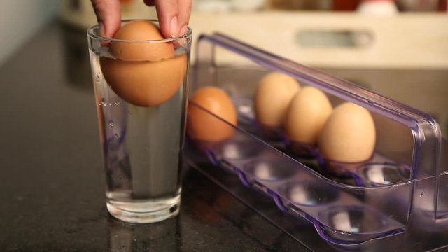 Test freshness of egg in water