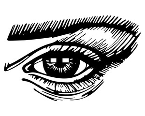 Stylized female eye logo