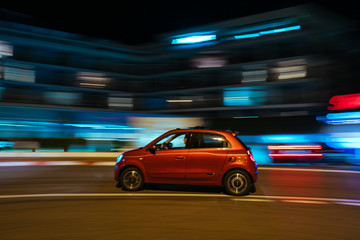 Fototapeta na wymiar Monaco city night car traffic near Hotels and Casino