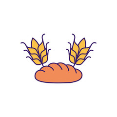 Isolated bread and wheat ear fill vector design