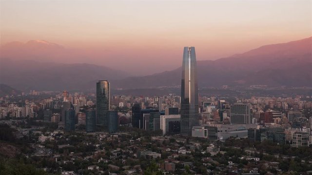 4K Timelapse Sequence of Santiago, Chile - The city skyline from Day to Night