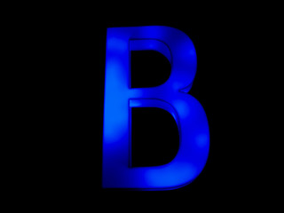 blue neon letter B